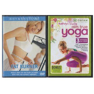2 NEW Yoga & Fat Burning DVDs - Gaiam Aim True Yoga and Body & Soul Fat Burner
